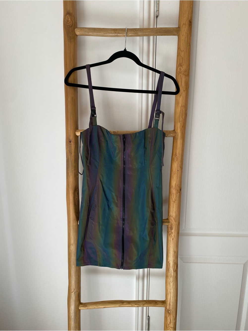 Fashion Nova Zip It and Clip It Reflective Mini Dress Multi Color Size M Sexy - Picture 3 of 9